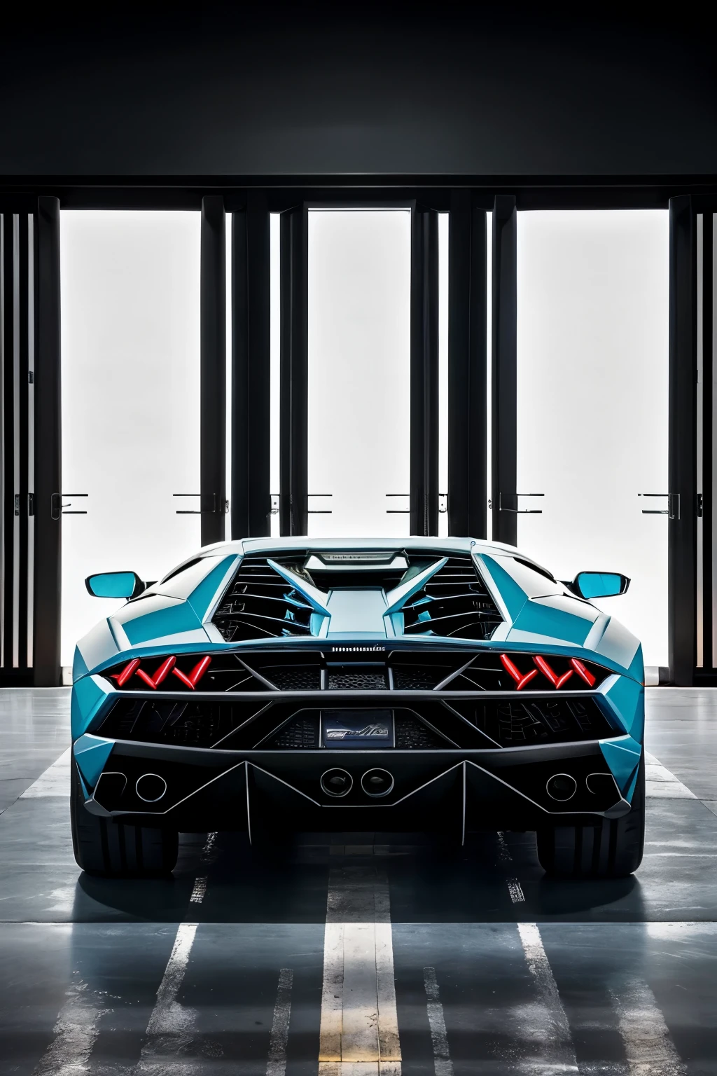 ((Best Quality)), ((Masterpiece)), Cybertronian Transformers of medium height slim build attractive, high , bluish optics, metal body more advanced than others in good shape having its windshields in front and behind its back the doors of the Lamborghini, Its colors are elegant, it would be black and red stripes.