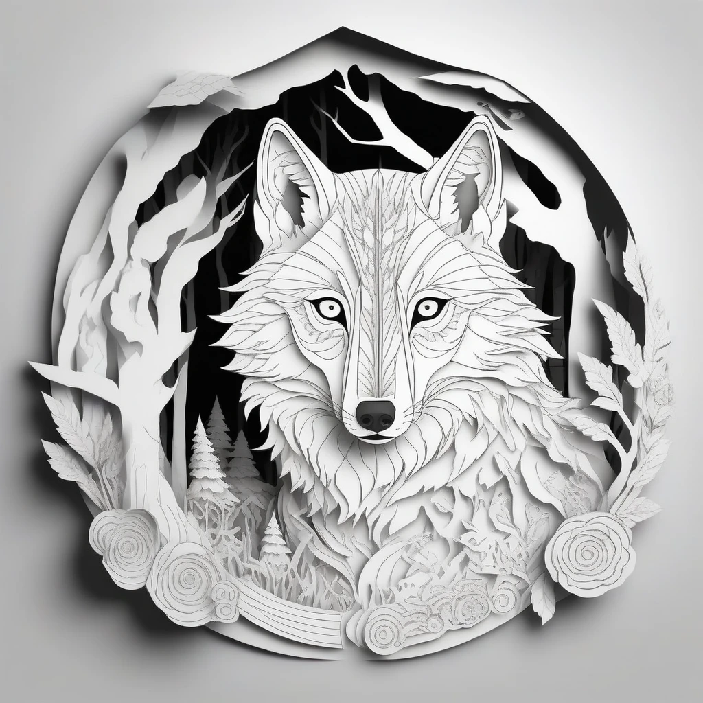 a wolf, Coloring page for kids, cartoon style, linhas grossas, for laser cutting