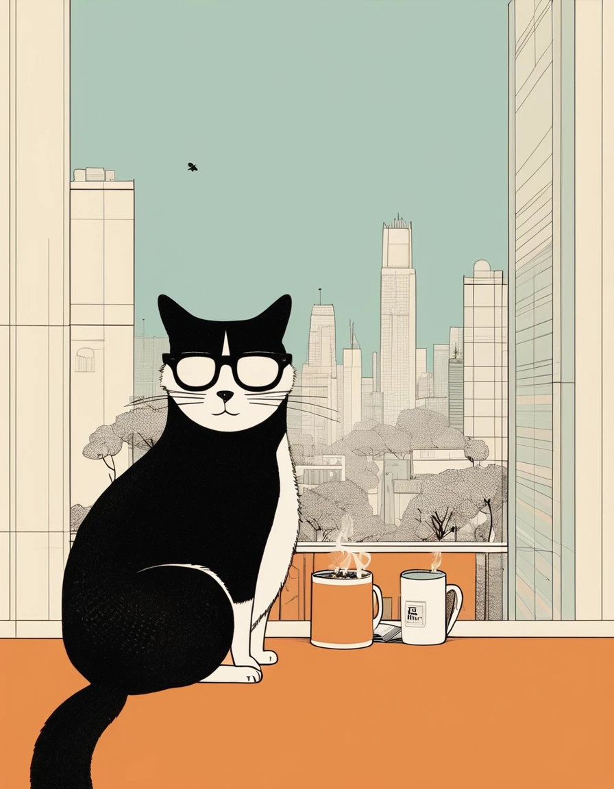 animal-like , sweet,very cute,art by Sophie Roach , art by Jon Klassen , art by Michael Cho , art by Sophie Roach、sunglasses,campimg,smoking,city
