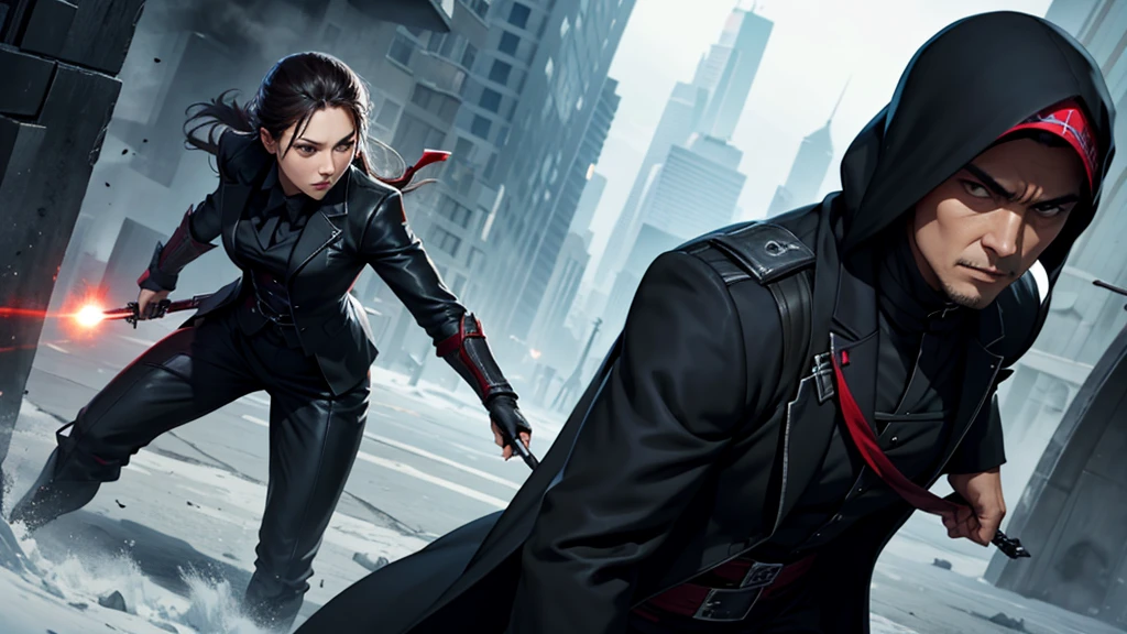 Follow the target、Assassin in a black suit
