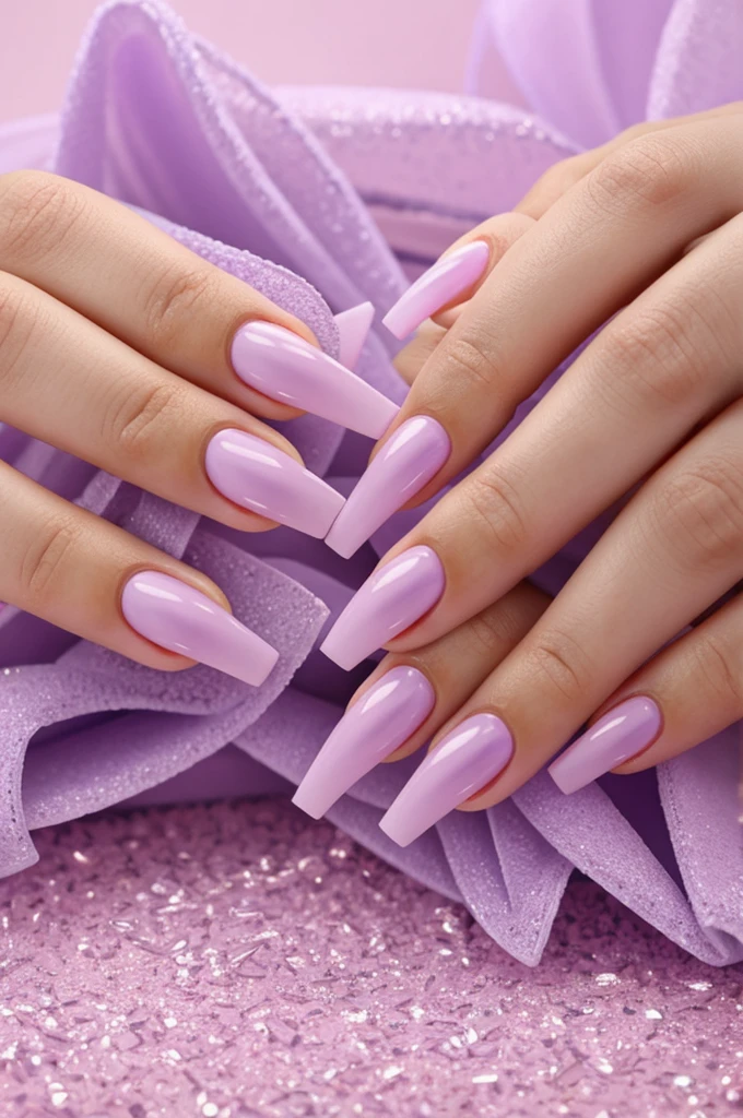Long lilac acrylic nails