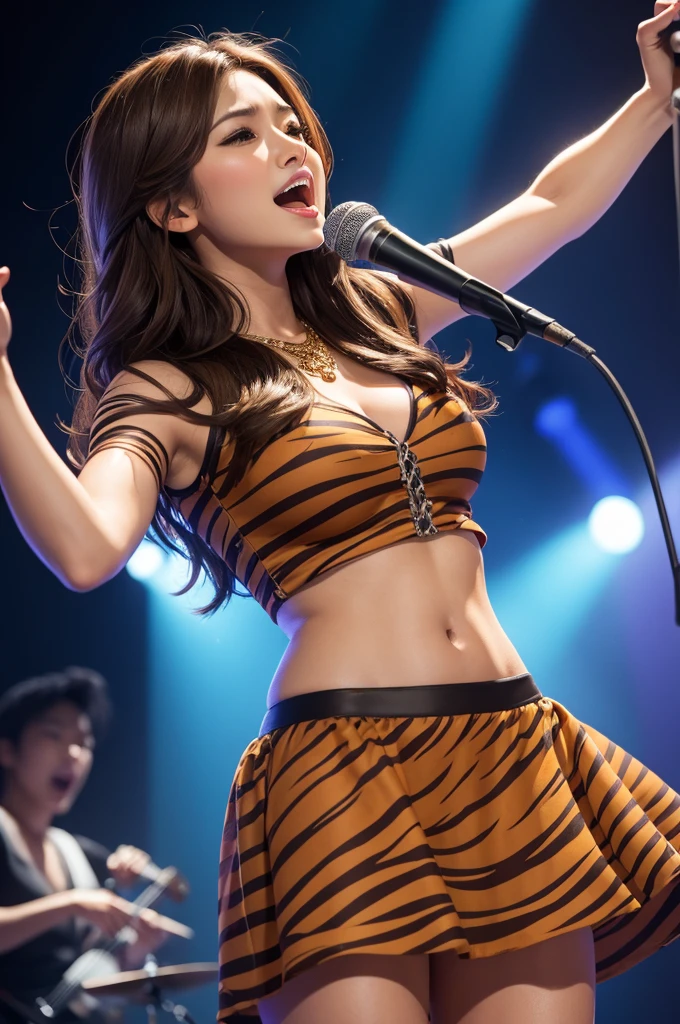 Brown haired singing tigress