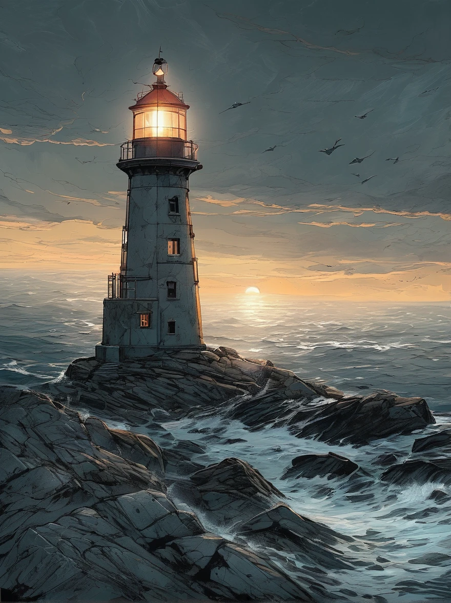 An old lighthouse, long since
decommissioned, stands sentinel
on a rocky shoreline. Locals tell
stories of a ghostly keeper who
still tends the beacon, warning
ships away from the perilous
rocks with a light that glows in the
darkest storms, guiding sailors to
safety or to their doom.