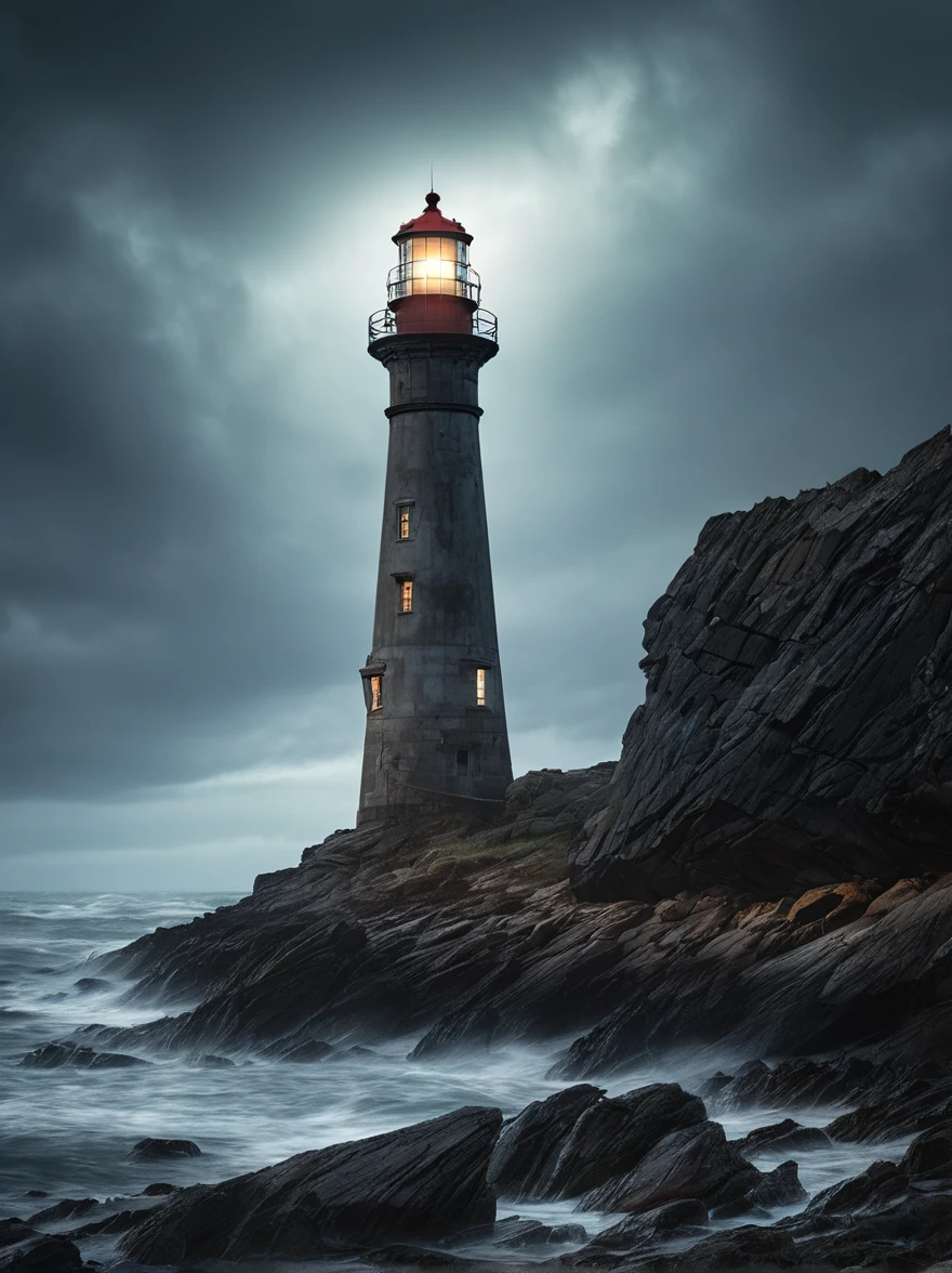 An old lighthouse, long since
decommissioned, stands sentinel
on a rocky shoreline. Locals tell
stories of a ghostly keeper who
still tends the beacon, warning
ships away from the perilous
rocks with a light that glows in the
darkest storms, guiding sailors to
safety or to their doom.
