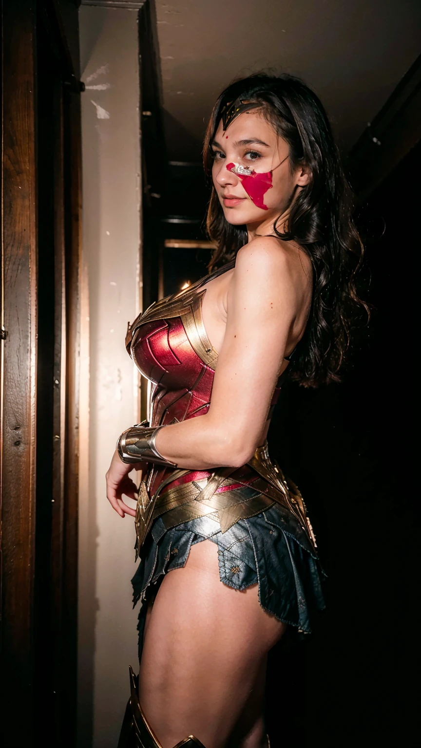 ((masterpiece), (solo character), (photorealistic:1.4), ),(best quality), (epiCRealLife), (g4lg), (g4lg large breasts), (g4lg show cleavages), (Gal Godot in wonder woman costume), (lora:epiCFlashPhoto),(flashphoto), (flash photography) (look at viewers), (night time), (at night), (photoshoot), (wonder woman theme),, (in a temple interior), (from side), , (smile)