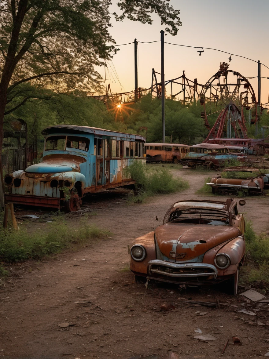 A long-abandoned amusement
park looms on the outskirts of
town, its rusted rides and faded
attractions a testament to a
bygone era. As the sun sets, the
sound of children's laughter can
be heard echoing through the
empty streets, followed by the
chilling cries of something not
quite human.