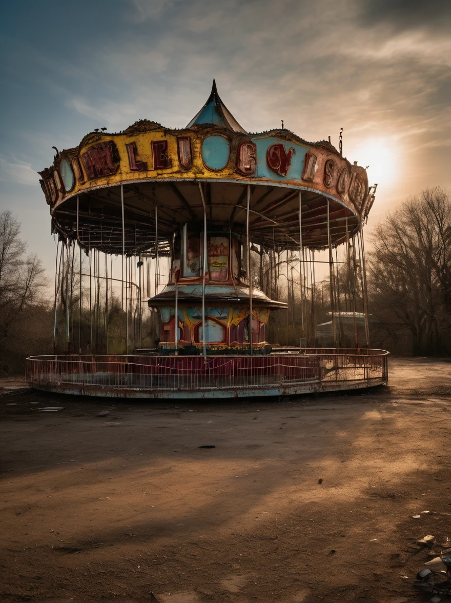 A long-abandoned amusement
park looms on the outskirts of
town, its rusted rides and faded
attractions a testament to a
bygone era. As the sun sets, the
sound of children's laughter can
be heard echoing through the
empty streets, followed by the
chilling cries of something not
quite human.