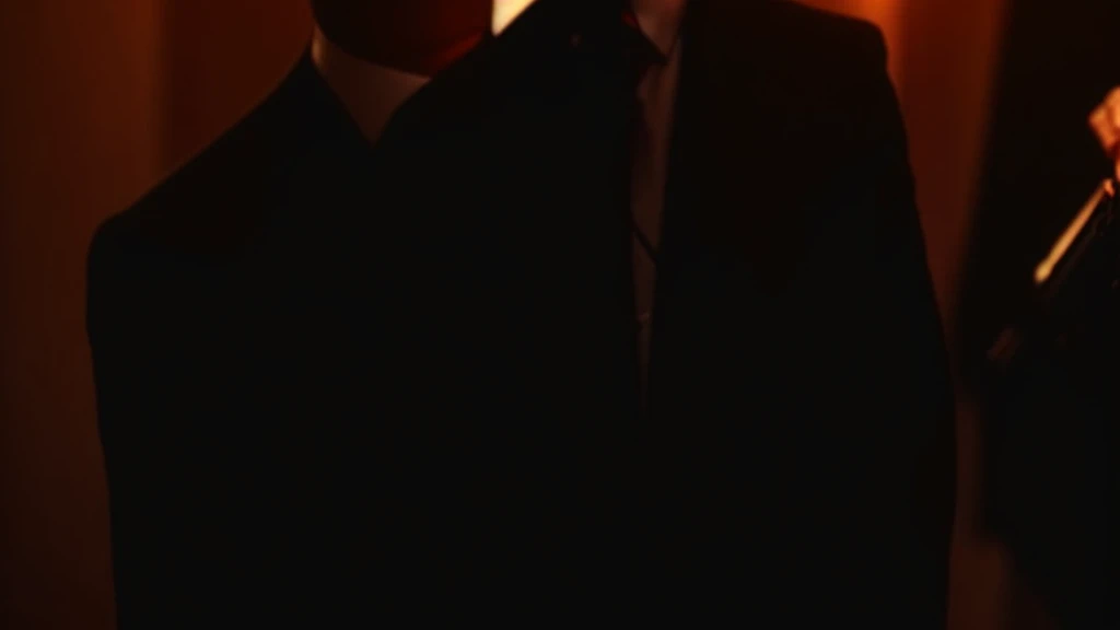 Assassin in a black suit、night、gun、Follow the target