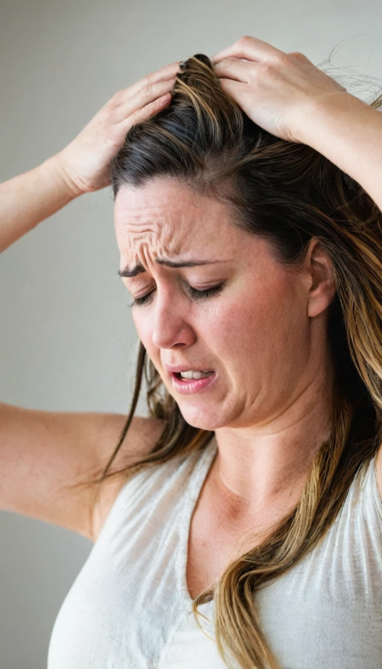 Emily, a young woman with clear blue eyes and a terrified expression, is crying out loud. She has long, blonde hair styled in a casual, tousled look with natural waves and a healthy shine. She is dressed in a summer tank top. She is standing and looking at a chart showing rising financial losses, with tears streaming down her face and her mouth open in a scream. The background is filled with dark clouds and financial warning icons.