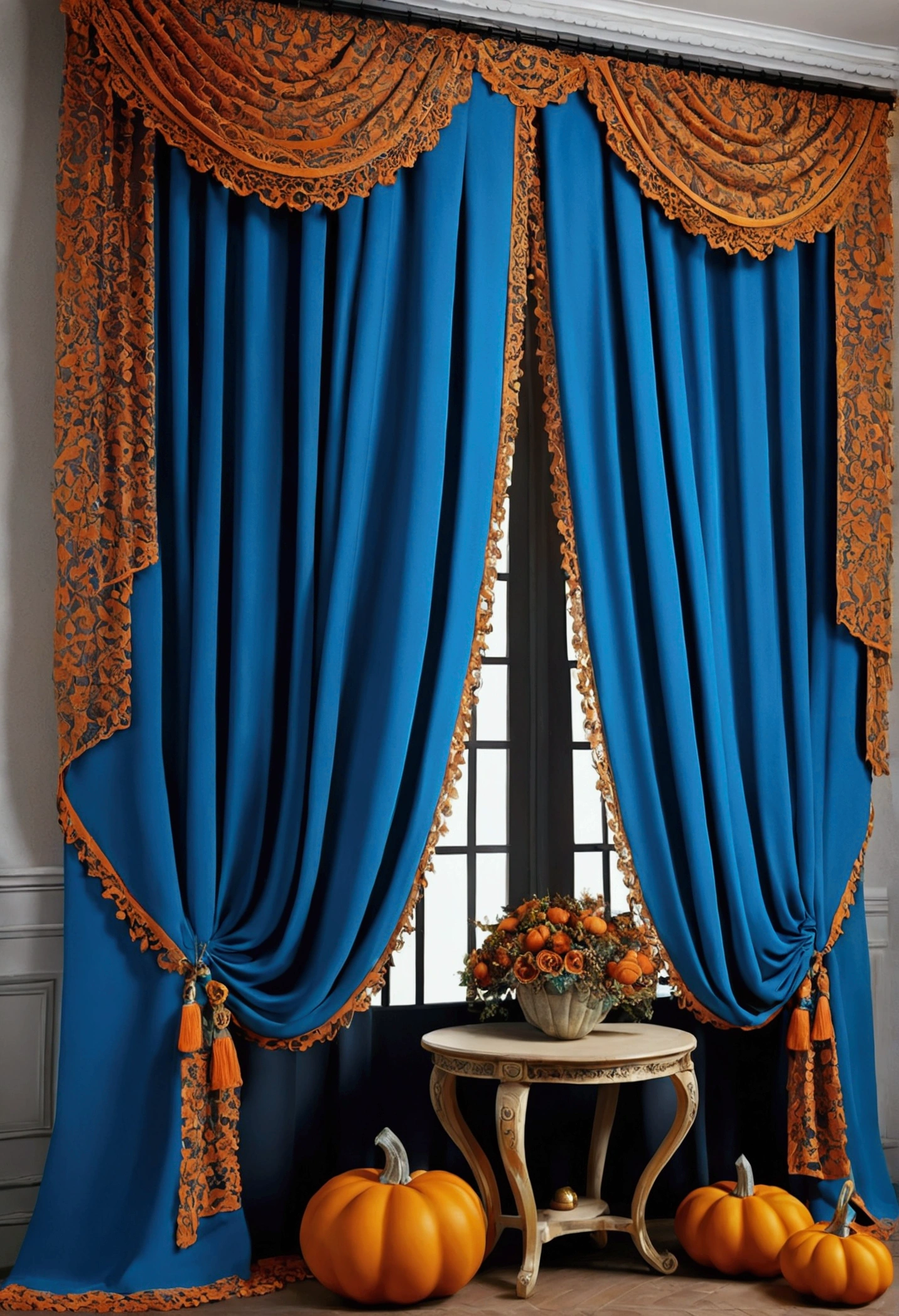 create a curtain size 1920 by 1080 in blue colors, pumpkin and blue