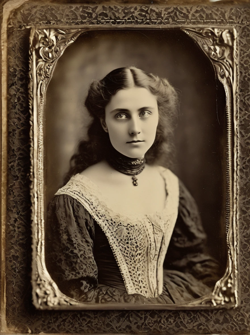 Amidst a collection of antique
cabinet cards, one stands out - a
portrait of a young woman with
hollow eyes and a haunting smile.
Legend has it that her spirit still
lingers in the old mansion where
she met her untimely demise,
forever trapped between the
worlds of the living and the dead.