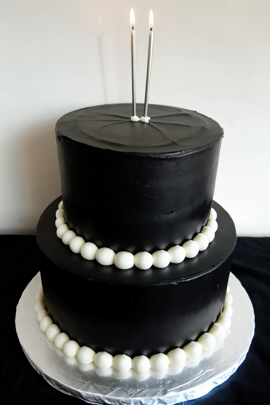 Cake for 18 years, with the following characteristics: black color combined with silver.
single level