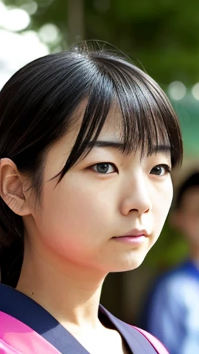 Make a group of Japanese people gathered focus on the face
