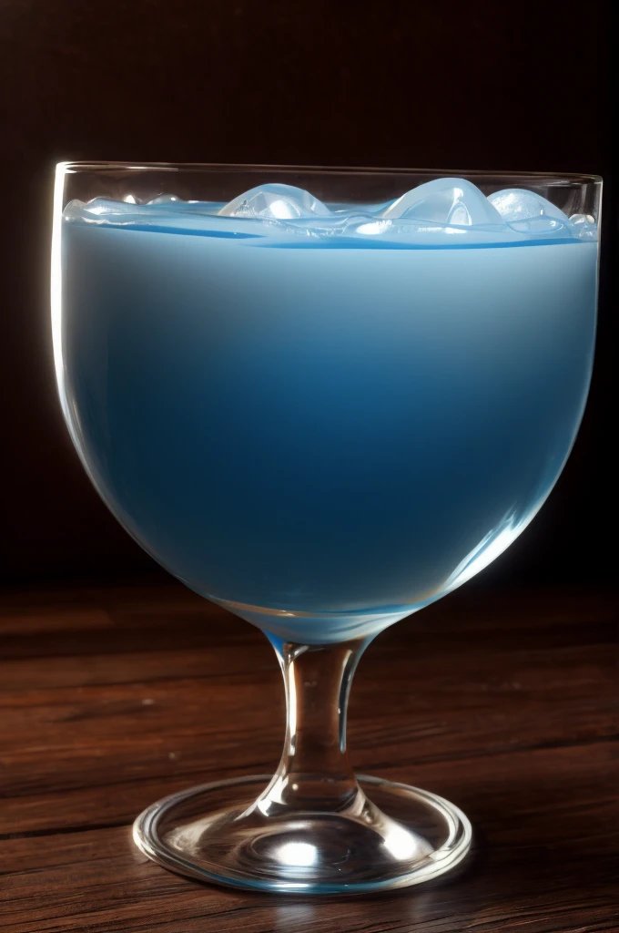 Photorealistic sexy flat chested blue slimegirl in a glass of blue liquid