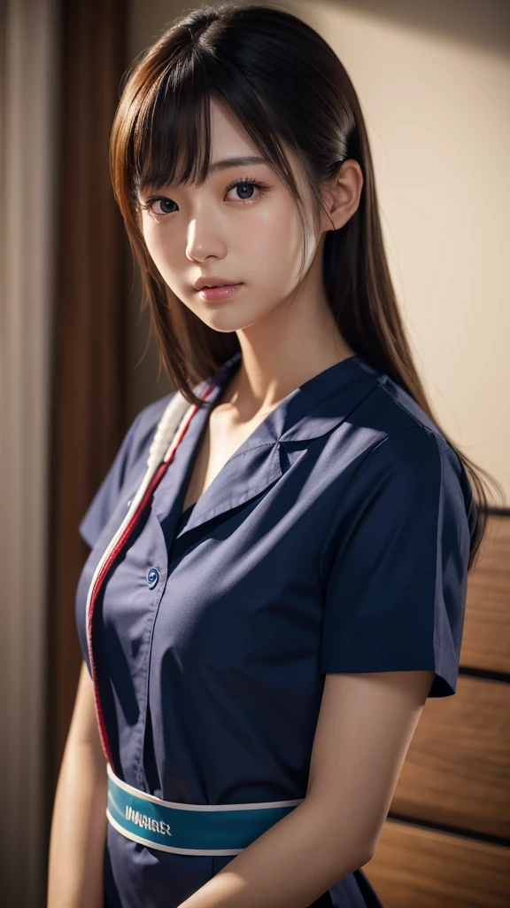 A beautiful young Japanese woman, around 20 years old, wearing a Nurses' Uniforms, ultra-detailed, 8K resolution, highly realistic, cinematic lighting, best quality, masterpiece, photorealistic, physically-based rendering, extremely detailed, vivid colors, professional, sharp focus, studio lighting