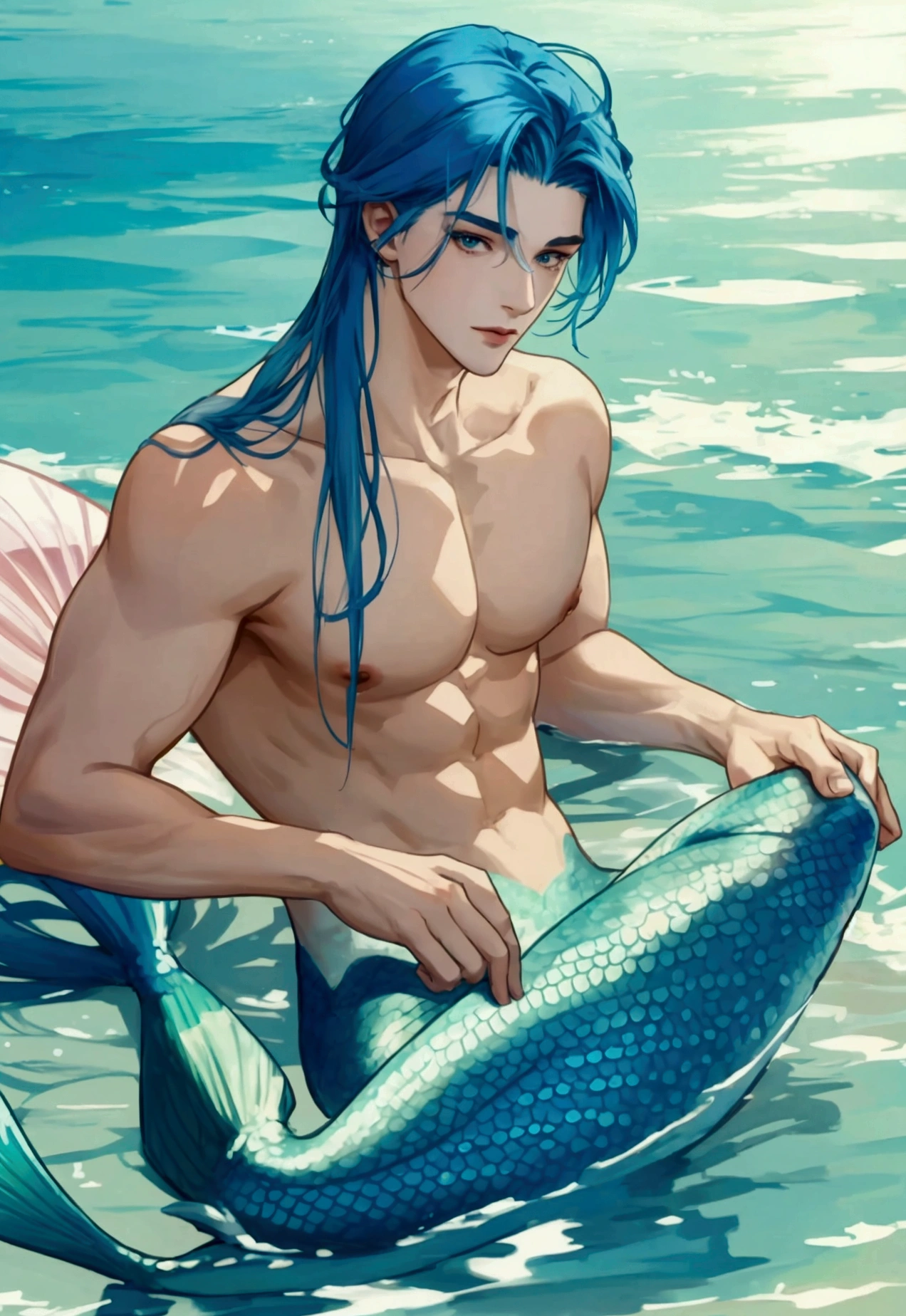 a sexy male mermaid boy