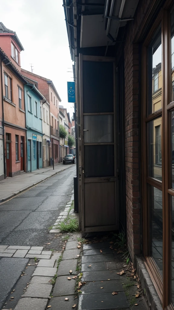 Old street through broken window