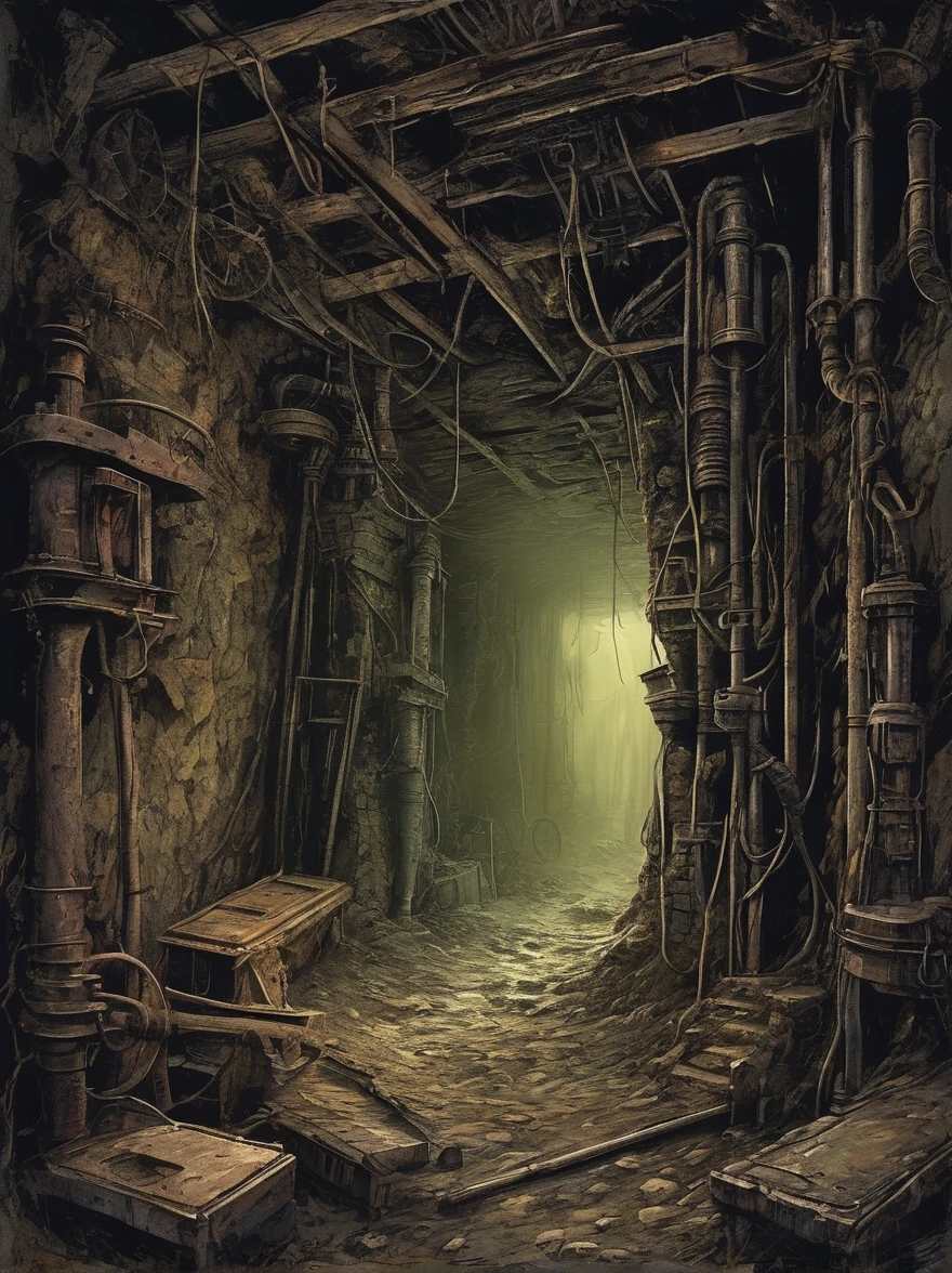 A long-abandoned mine shaft
holds secrets best left
undisturbed. Deep within its
depths, strange noises can be
heard echoing off the walls, and
those who dare to venture inside
often emerge changed, their
minds haunted by visions of
unspeakable horror
