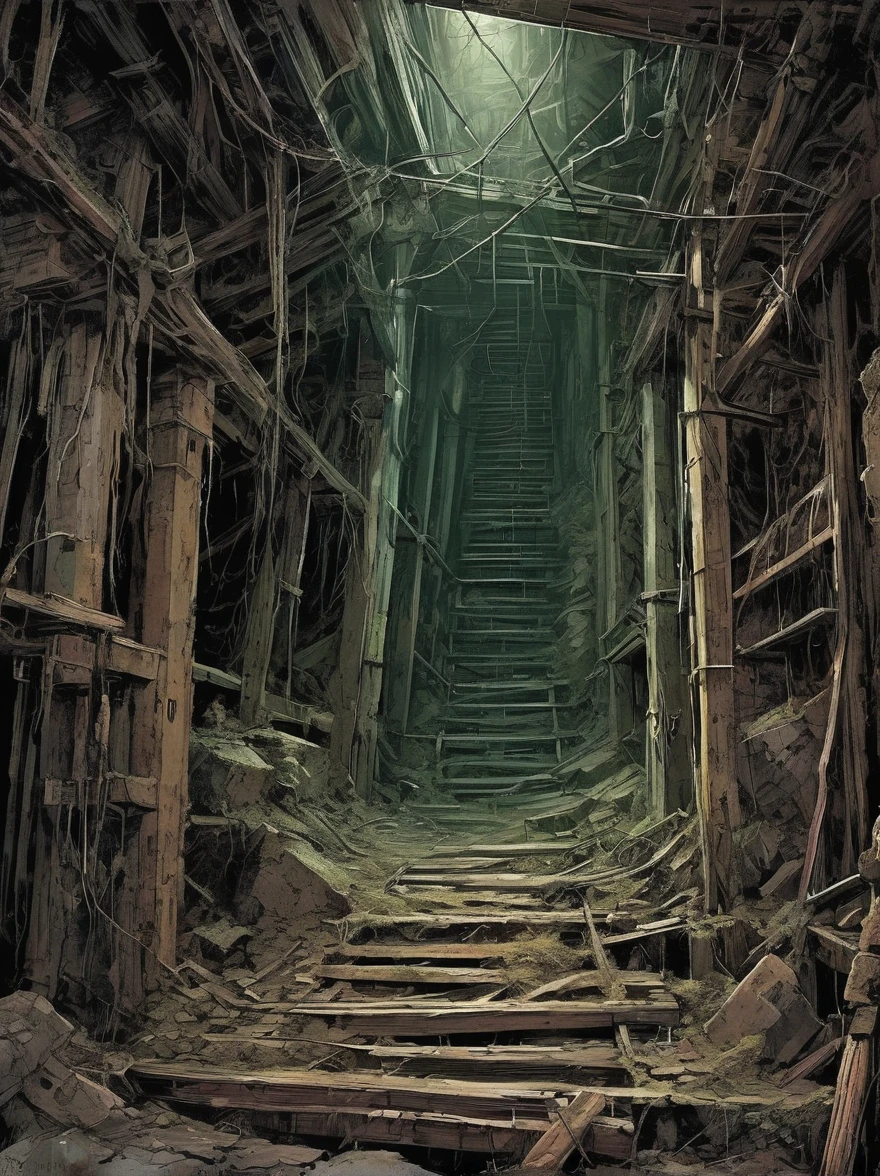 A long-abandoned mine shaft holds secrets best left undisturbed. Deep within its depths, strange noises can be heard echoing off the walls, and those who dare to venture inside often emerge changed, their minds haunted by visions of unspeakable horror
