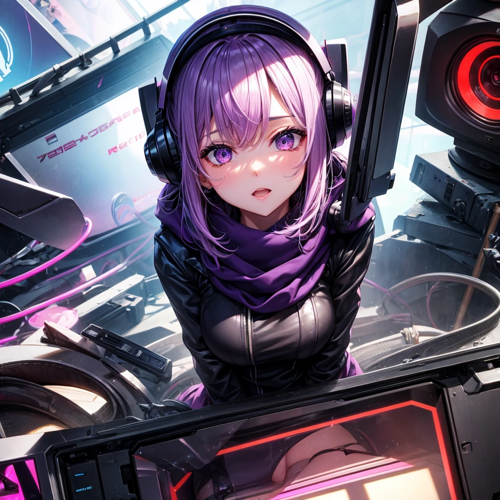 Sex, Sex robot, Head TV, old TV, >w<, porn, Jacket black, purple scarf inside