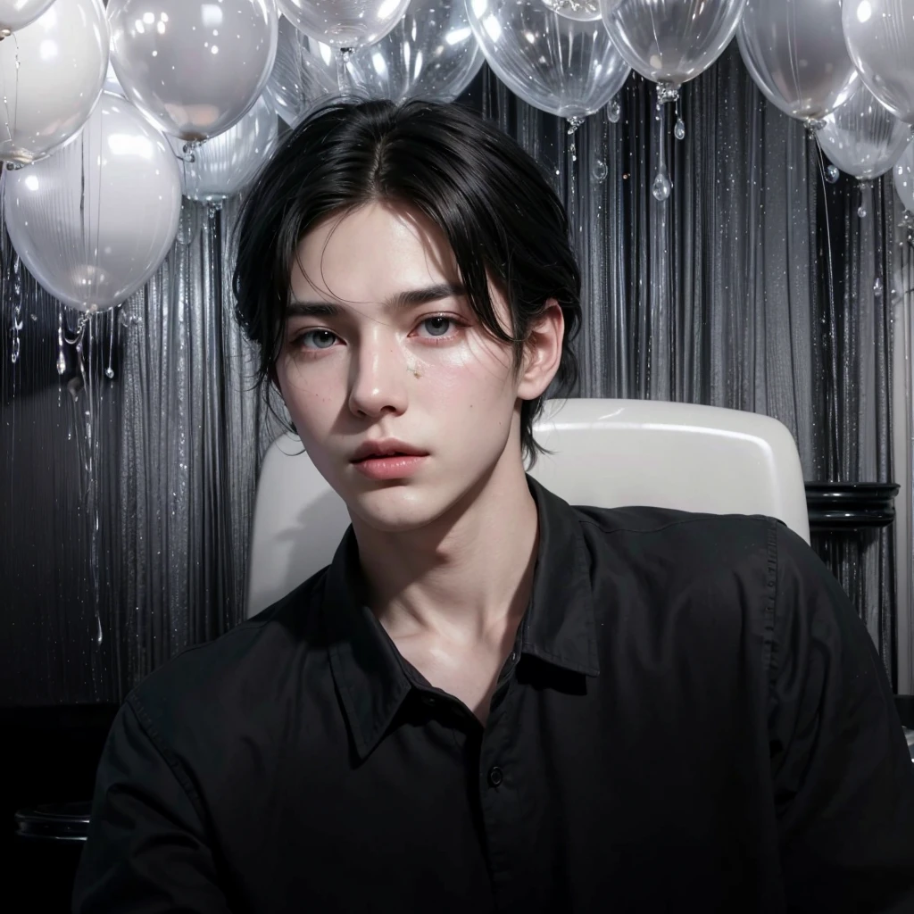 Beautiful young man, soft and shiny hair, radiant skin, juicy lips, fine nose, Porcelain skin, soft skin, beautiful features, defined factions. Masterpiece, Best Quality, (Extremely detailed CG unity 8k wallpaper), (Best Quality), (best illustration), (best shadow), absurdities, realistic lighting, (Abyss), beautiful detailed shine, arte de PeterMohrBacher,