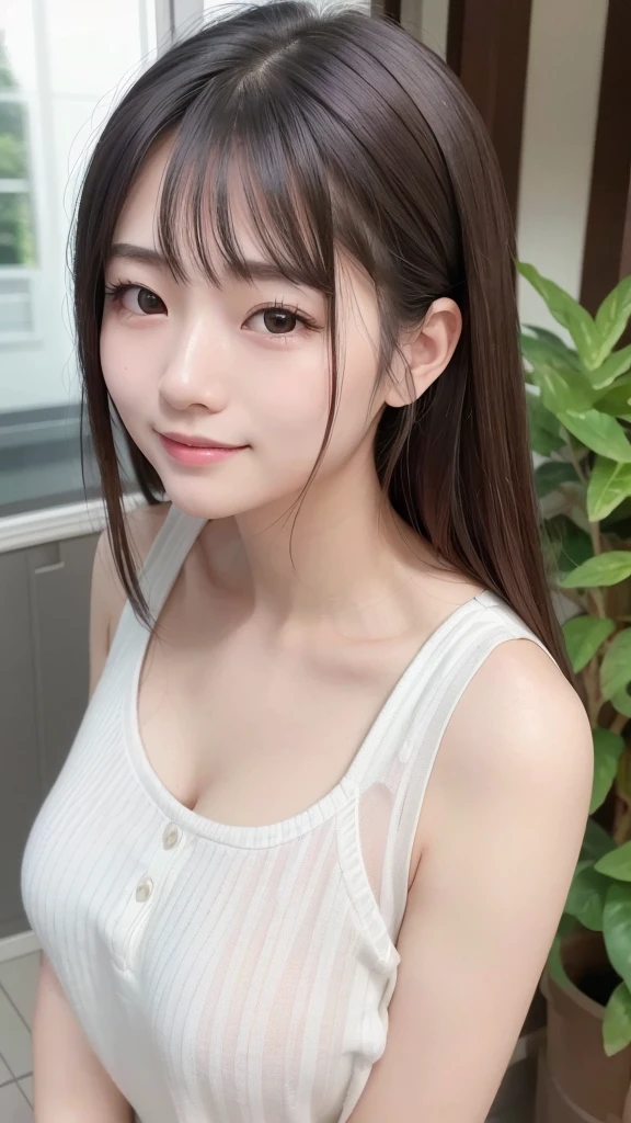 Highest quality, high resolution, 8K, Close-up of face, one woman, Japanese, 20 years old, beautiful, pretty face, well-proportioned face, cute face, natural and refreshing smile