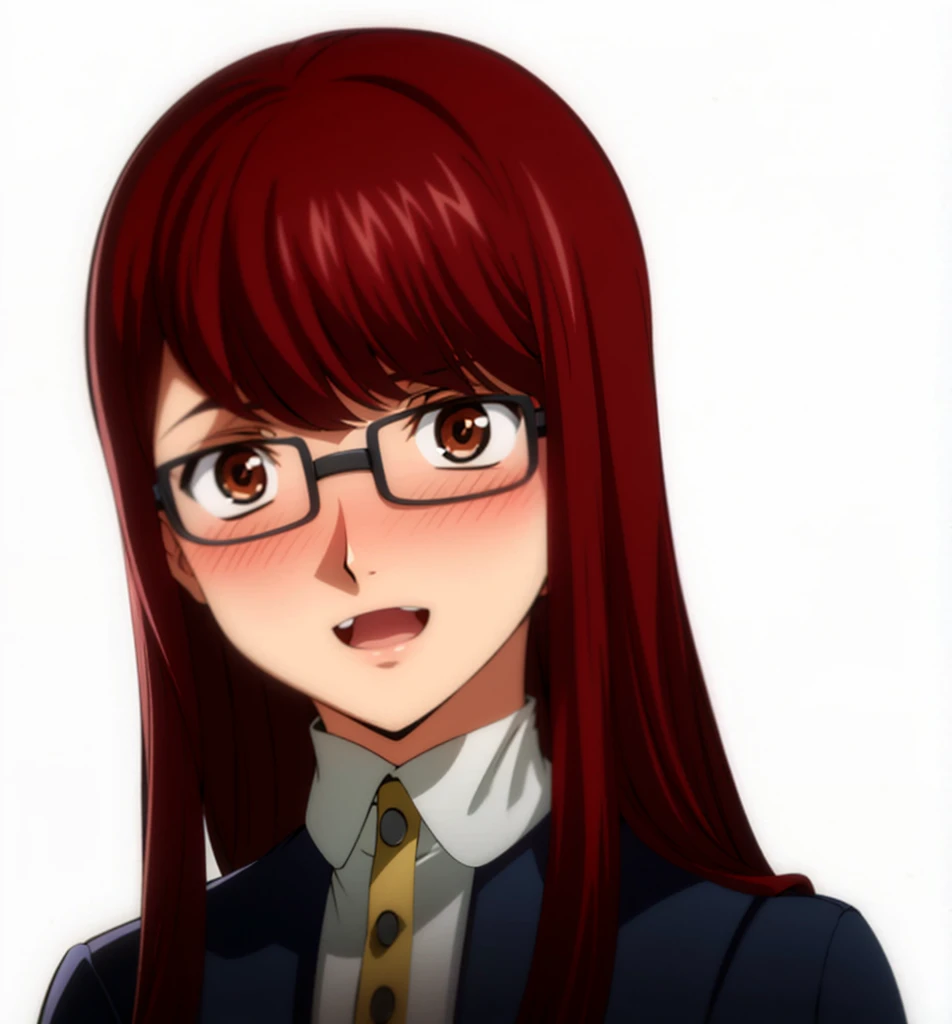 In artstyle of clamp blushing mouth open