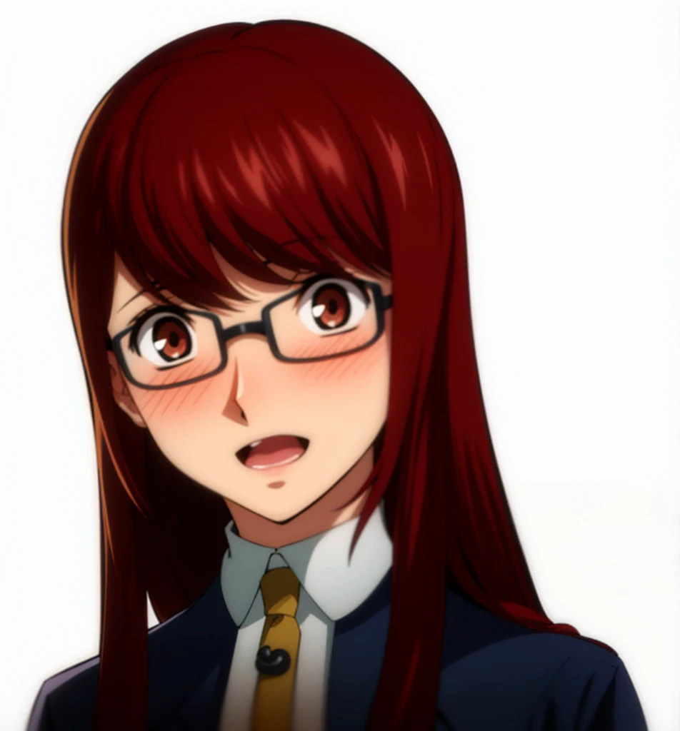 In artstyle of clamp blushing mouth open