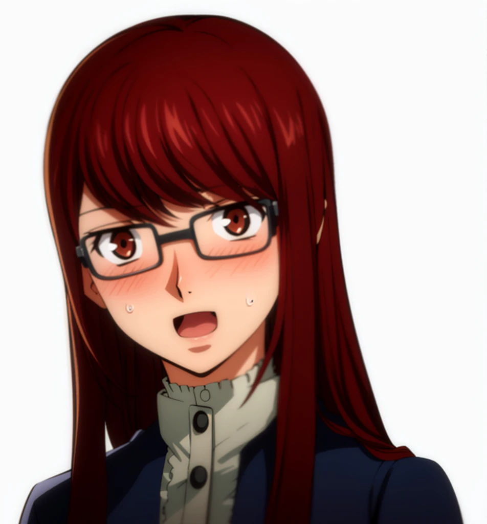 In artstyle of clamp blushing mouth open