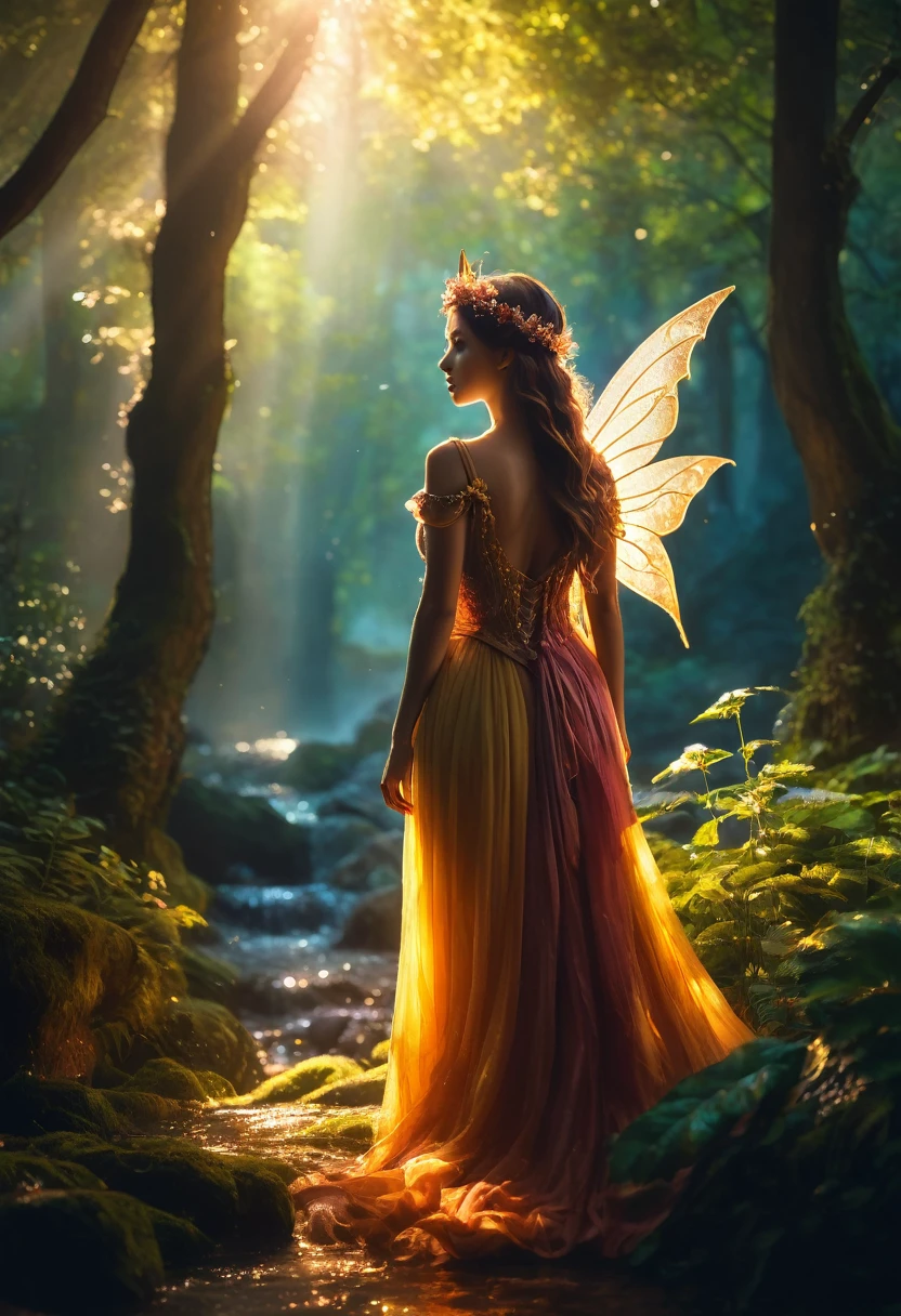 (最high quality, masterpiece, High resolution, shine, flood, Wide angle), Light of the sun,, Soft lighting, ( Bokeh),8K, Ultra HD, Digital single-lens reflex camera, high quality, Volumetric Lighting, Frank, High resolution, 4K, 8K,Soft lighting, ( Bokeh),,Epic romantic fantasy digital art,Epic fairy tale fantasy digital art,Mythical fantasy,Realistically,Very realistic,Cinema Lighting,Award-winning photo,Rich colors,Ultra-realistic texture,Dramatic lighting,Mysterious forest landscape
