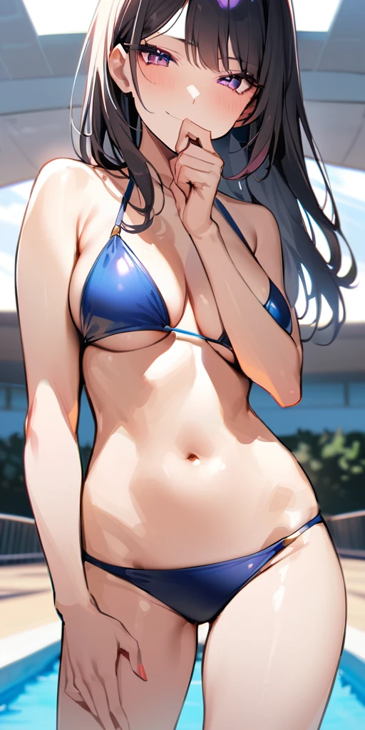 ((Highest quality、、masterpiece:1.3))、Long legs、Sharp focus:1.2, Beautiful woman with perfect figure:1.4、(Smiling:1.2), double eyelid、30-year-old female、Sexy pose、((((Close your mouth、One Woman、bikini)))),(((((one women,pool side:1.5)))))、((standing, cowboy shot:1.5))、