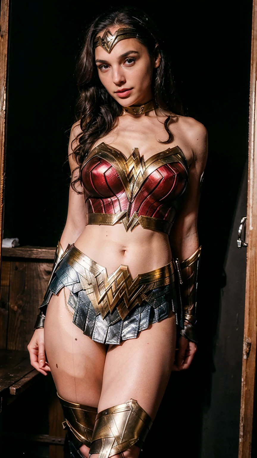 ((masterpiece), (solo character), (photorealistic:1.4), ),(best quality), (epiCRealLife), (g4lg), (g4lg large breasts), (g4lg show cleavages), (Gal Godot in wonder woman costume), (lora:epiCFlashPhoto),(flashphoto), (flash photography) (look at viewers), (night time), (at night), (photoshoot), (wonder woman theme),, (in a saloon), (from front), (boots) (smile)