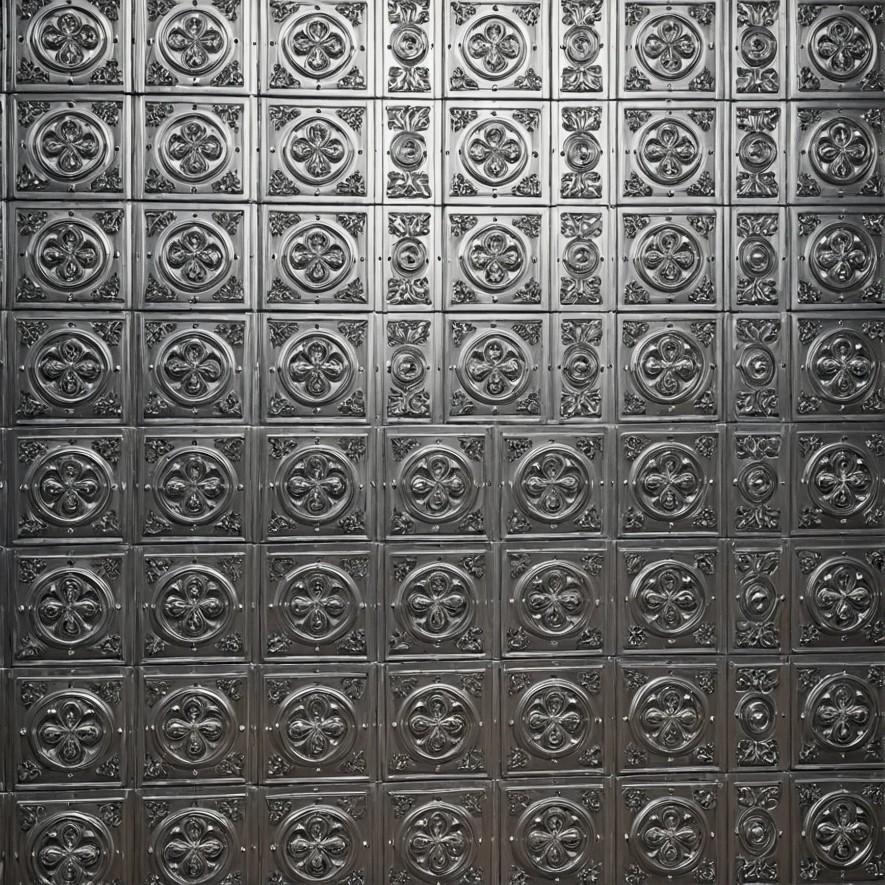 metal wall with white pictures