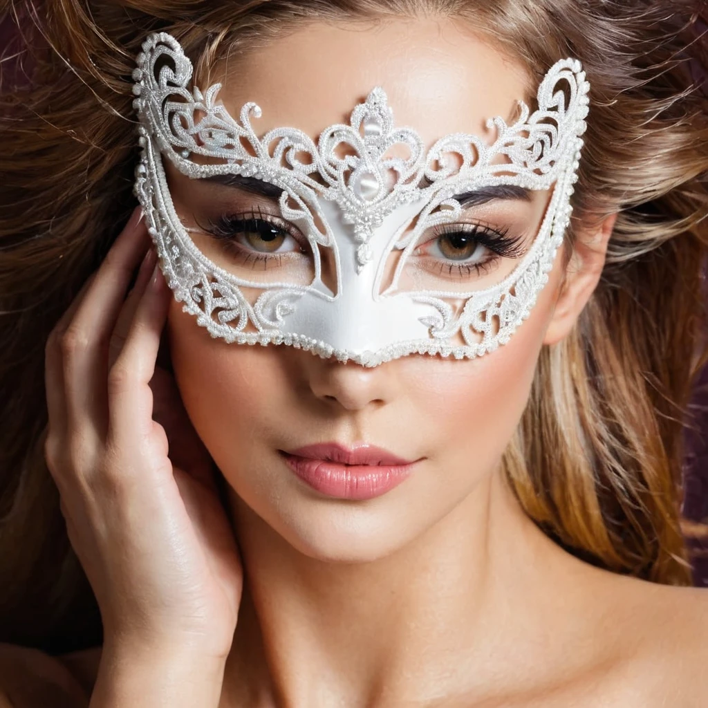 woman covering her face with sensual mask