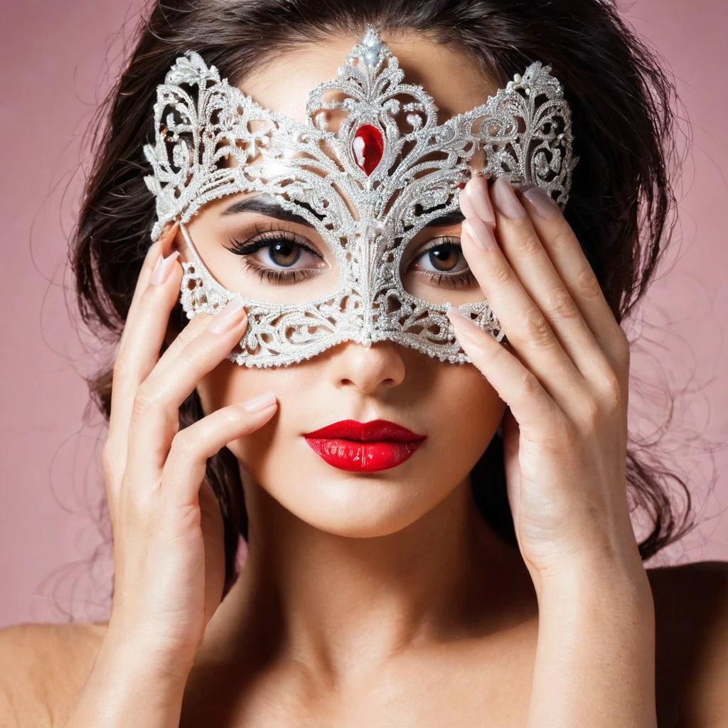 woman covering her face with sensual mask