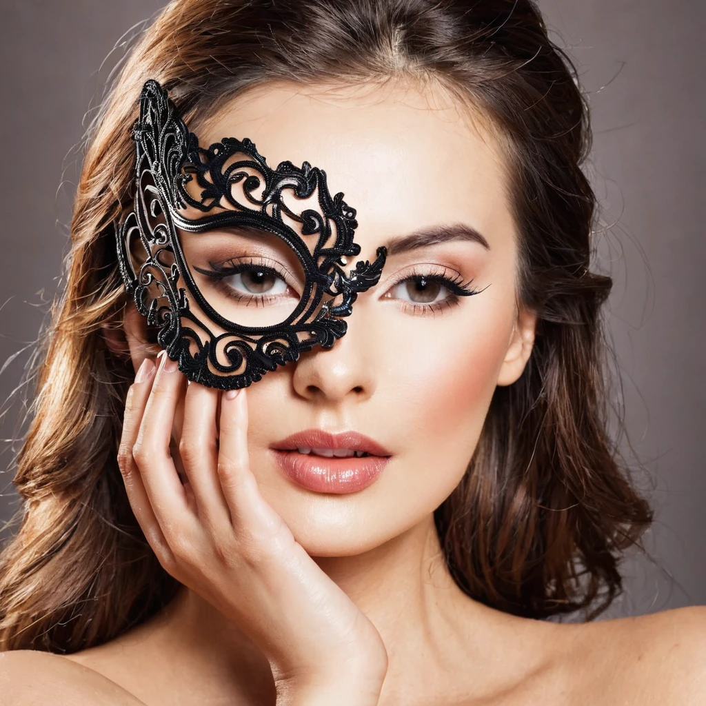 woman covering her face with sensual mask