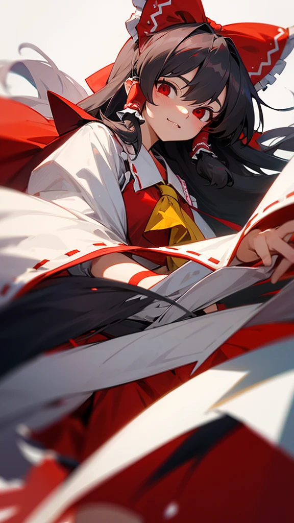 Highest quality I have long hair Gray Hair Reimu Hakurei Red eyes I don't have anything Odd Eye Cat ear One person