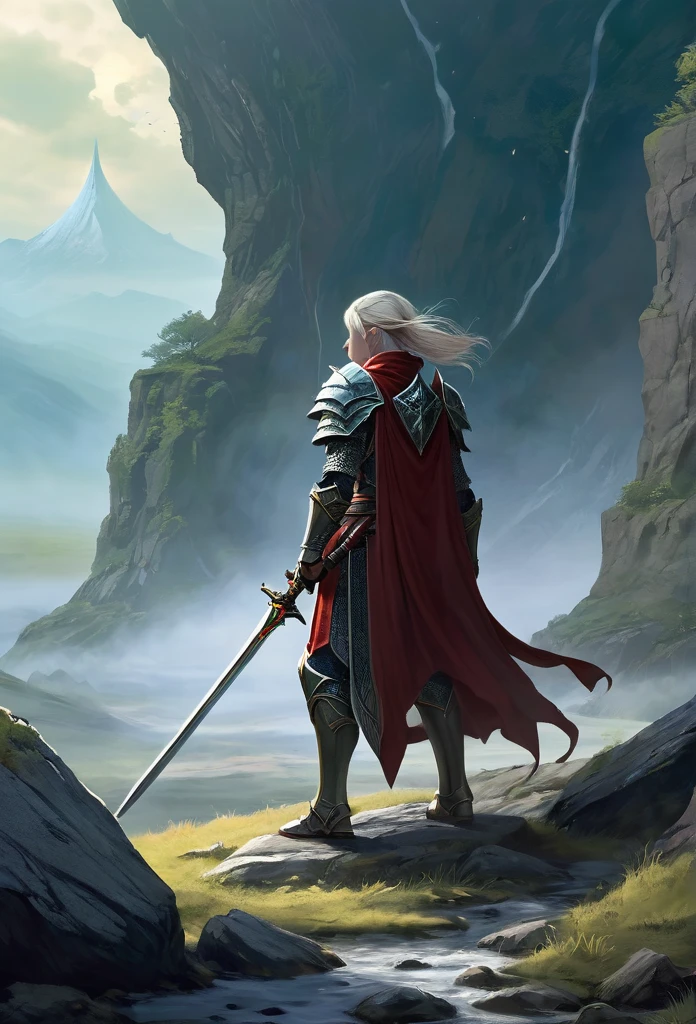 - "A Lonely Warrior, Kaelith, in a defensive position with sword in hand paying attention to the surrounding environment