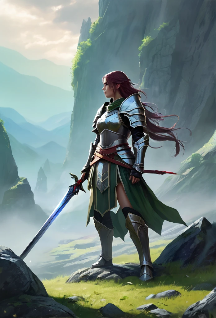 - "A Lonely Warrior, Kaelith, in a defensive position with sword in hand paying attention to the surrounding environment