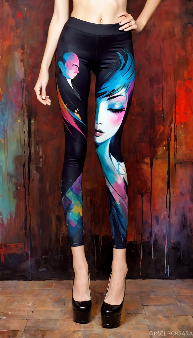 perfect hand, ACOAL LEGGINGS, HimenoKisara (art inspired by Bill Sienkiewicz). oil painting)