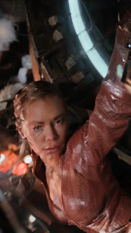 Kristanna Loken, terminator tx, detailed face, Beautiful detailed eyes, beautiful detailed lips, extremely detailed facial features, long eyelashes, leather jacket, futuristic cyberpunk scene, intricate mechanical details, Science fiction, photorealist, (Best Quality,4k,8k,high resolution,Masterpiece:1.2),ultra detailed,(realist,photorealist,photo-realist:1.37),cinematic lighting, dramatic shadows, vivid colors, moody atmosphere