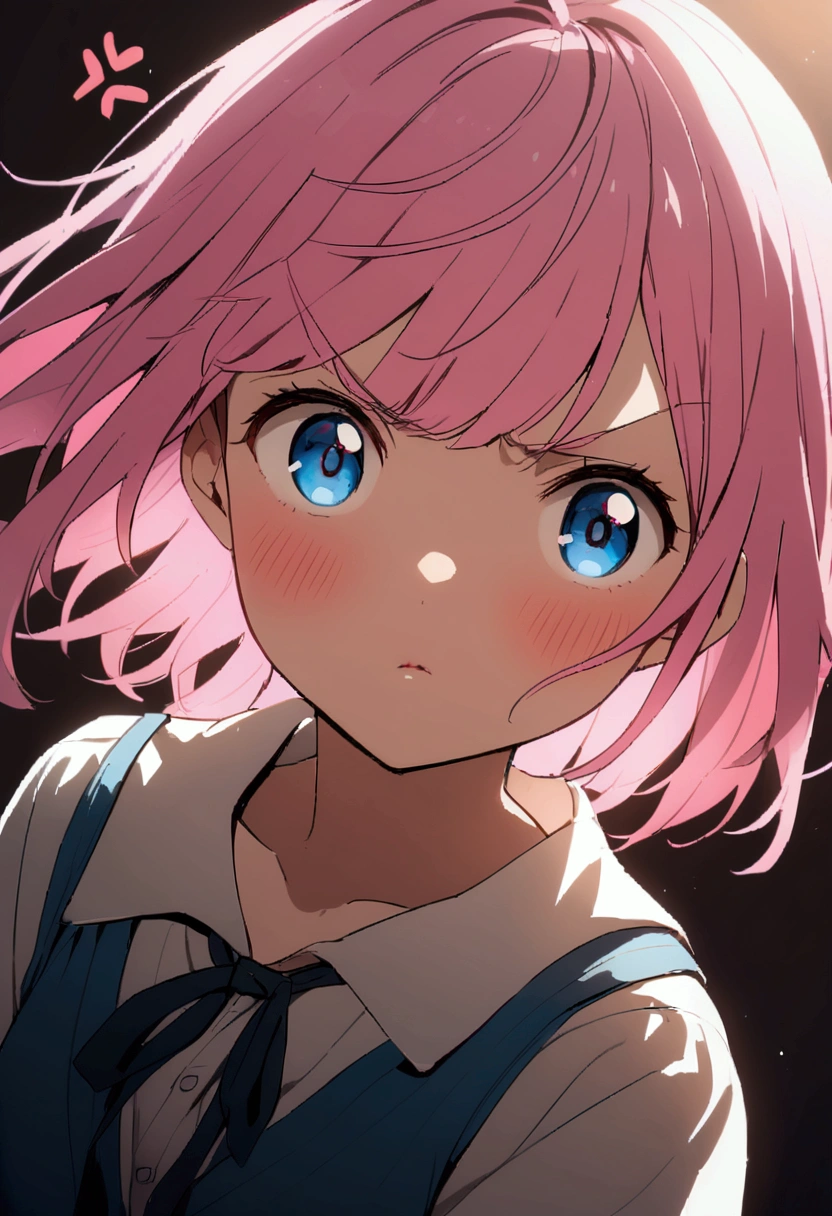 anger、Pink Hair、blue eyes