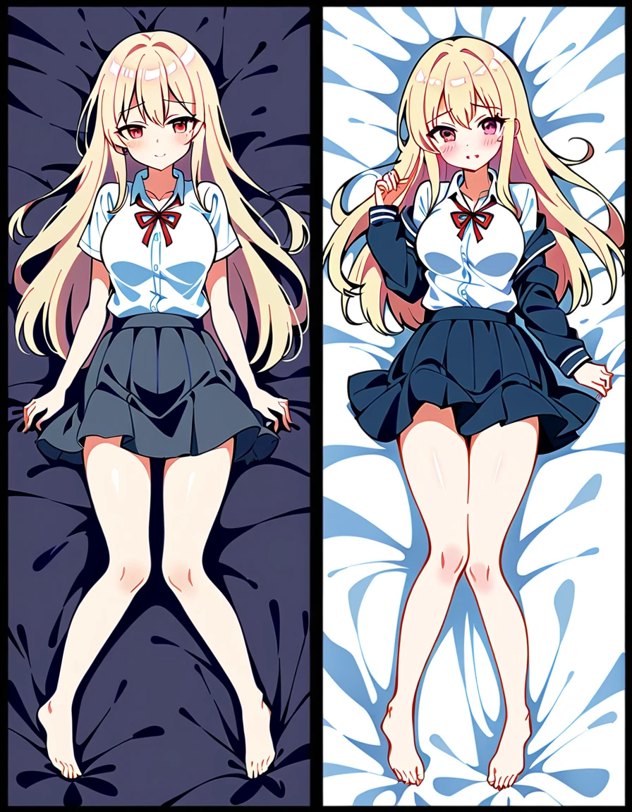black background, masterpiece, solo, 1 girl, before and after, sex, missionary, school, dakimakura,