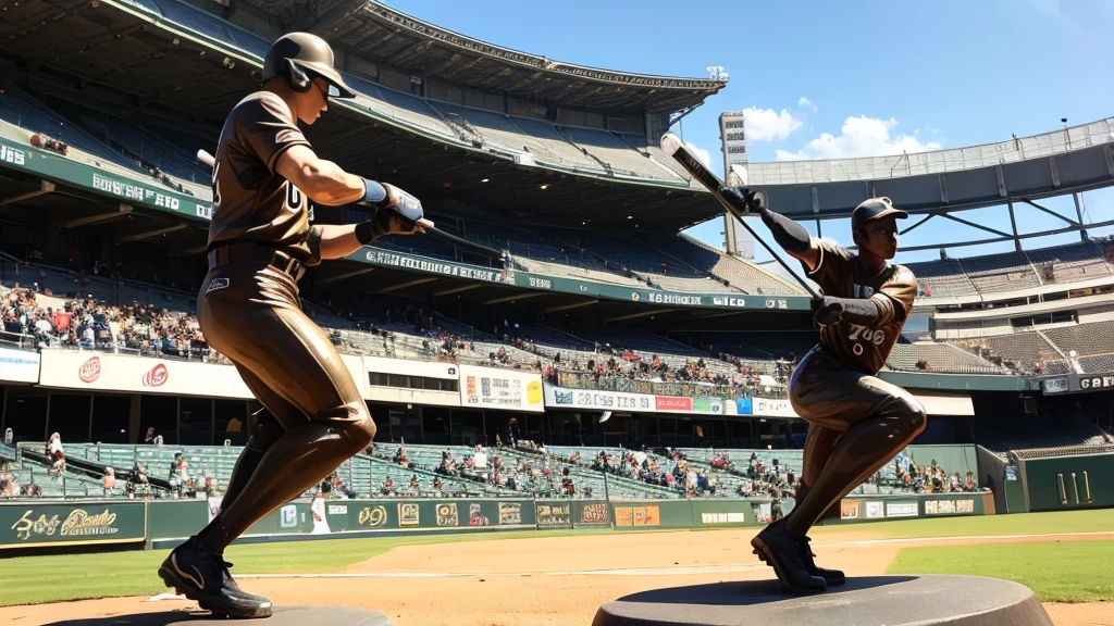 Bronze statue of a baseball player、Koshien Stadium