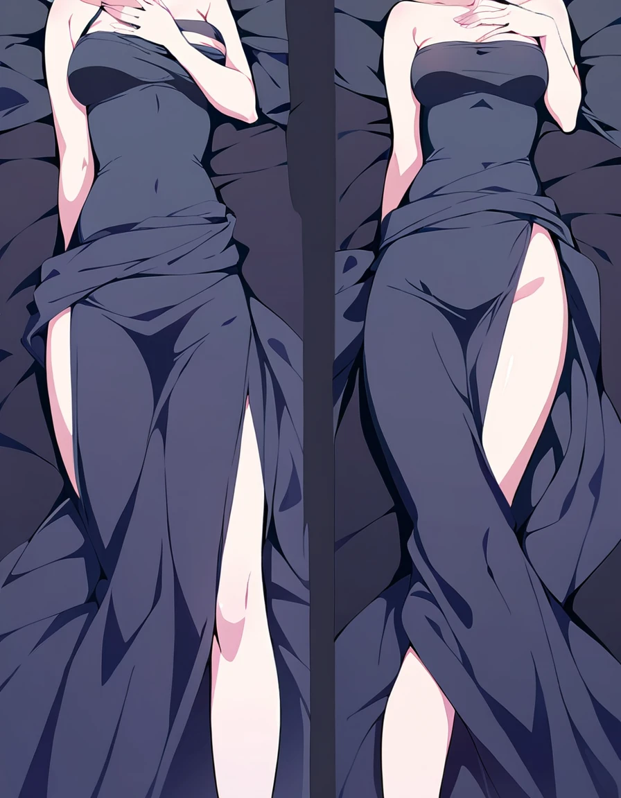 Black background, masterpiece, Alone, 1 girl, dakimakura, on bed,