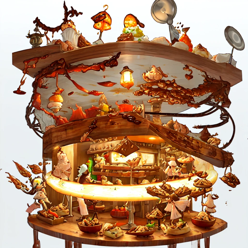 [(White Background:1.4)::5],(Little:1.3),Bottle bottom,Lamp stand,pedestal,platform,(Delicious food:1.8)