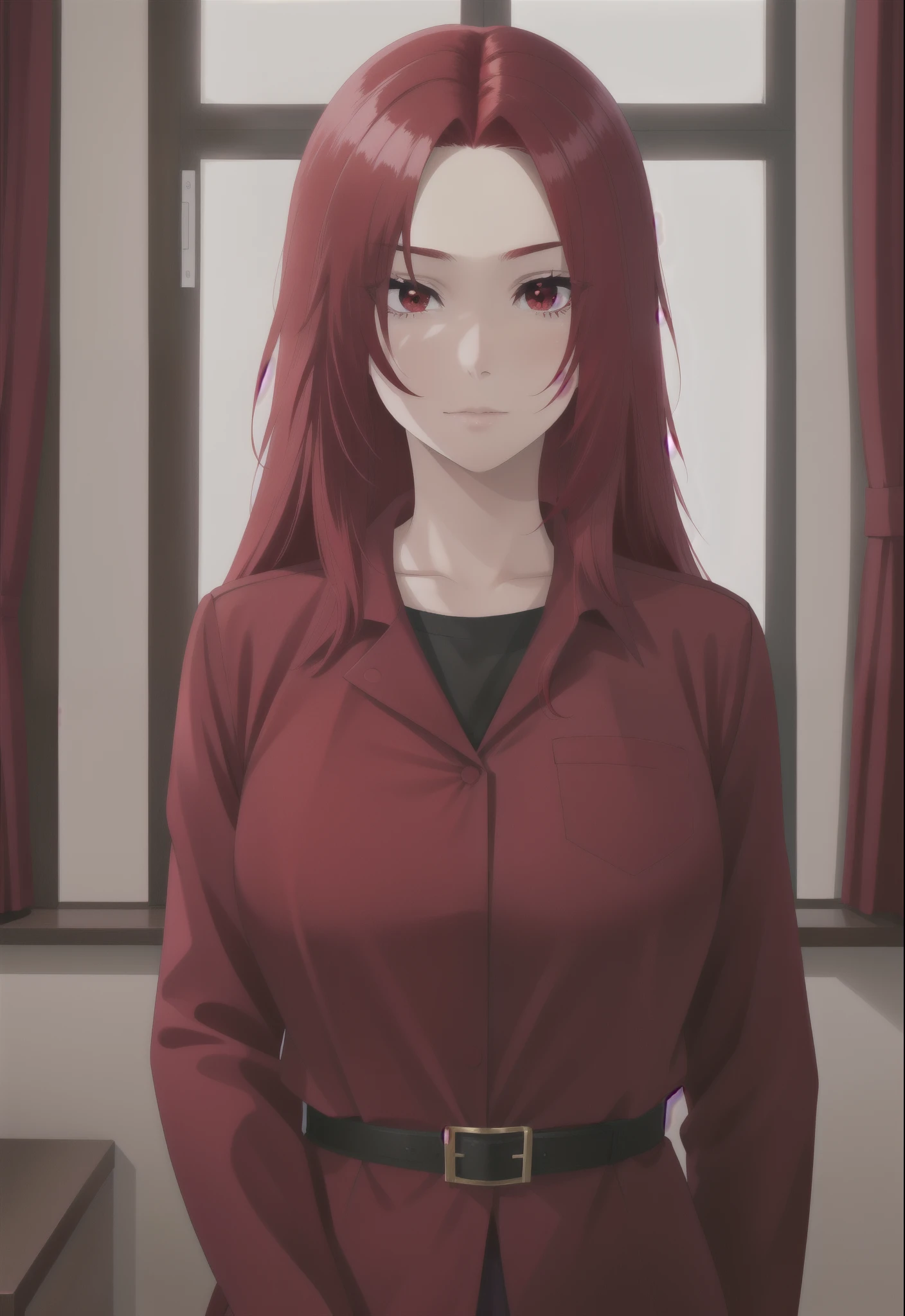 best quality, red hair,red eyes,masterpiece, highres, solo