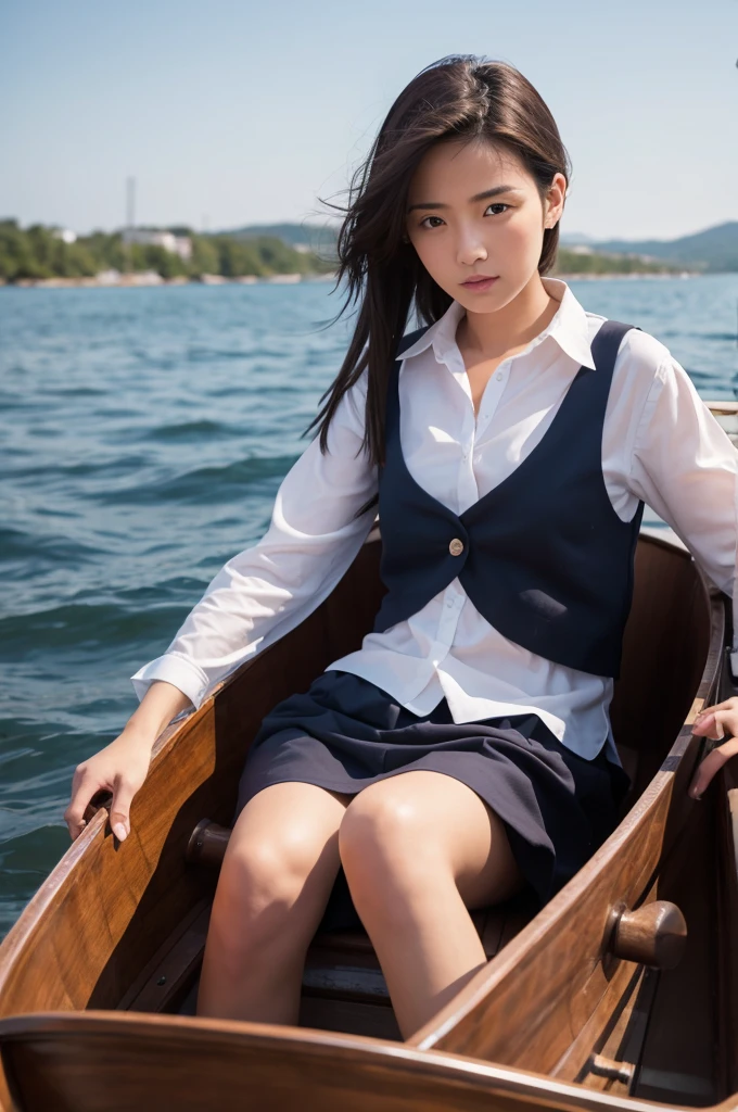 Collared by a person in a short boat