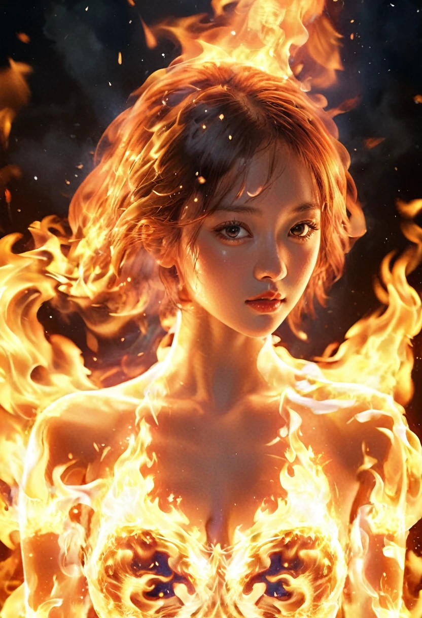 Flame/flame/blaze, (1 girl) Just refine the details of the image