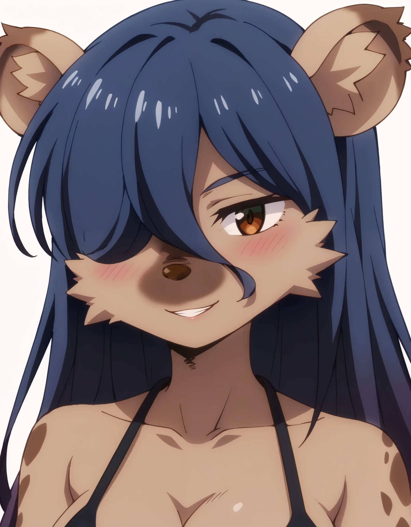 score_9, score_8_up, score_7_up, source_safe, elza, 1girl, solo, furry, furry female, looking at viewer, blush, body fur, white background, upper body, smile, 